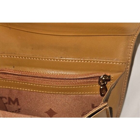 MCM Germany Monogram Munchen Visetos Pink Brown Stripes Bi-fold Wallet Luxury - Picture 6 of 6